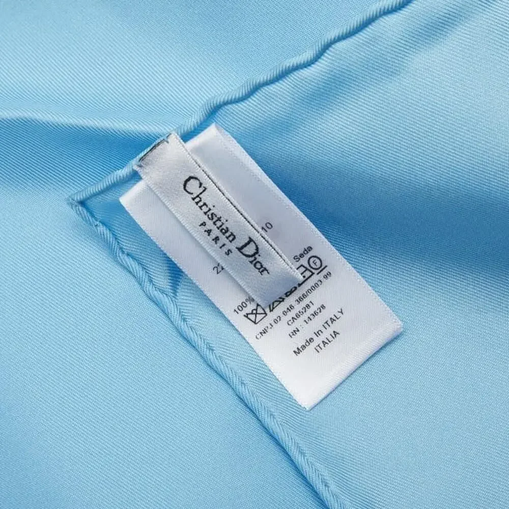 Dior Zebra Print Silk Scarf Light Blue